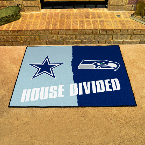 NFL House Divided - Cowboys / Seahawks House Divided Rug - 34 in. x 42.5 in.