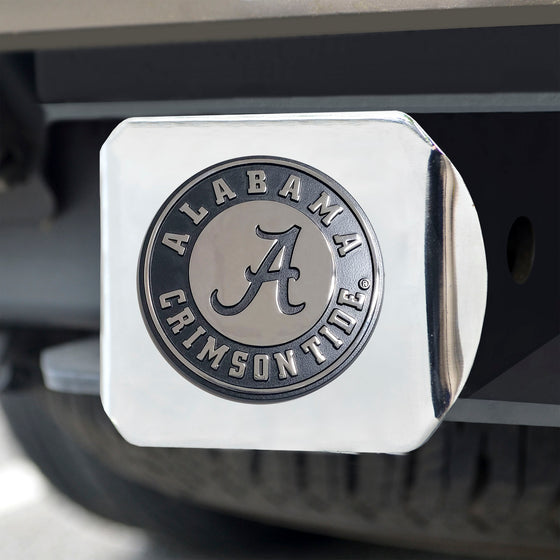 Alabama Crimson Tide Chrome Metal Hitch Cover with Chrome Metal 3D Emblem