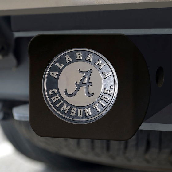 Alabama Crimson Tide Black Metal Hitch Cover with Metal Chrome 3D Emblem