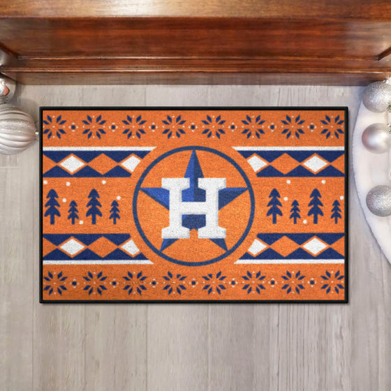 Houston Astros Holiday Sweater Starter Mat Accent Rug - 19in. x 30in.