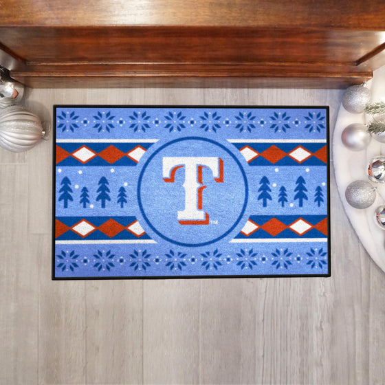 Texas Rangers Holiday Sweater Starter Mat Accent Rug - 19in. x 30in.