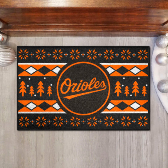 Baltimore Orioles Holiday Sweater Starter Mat Accent Rug - 19in. x 30in.