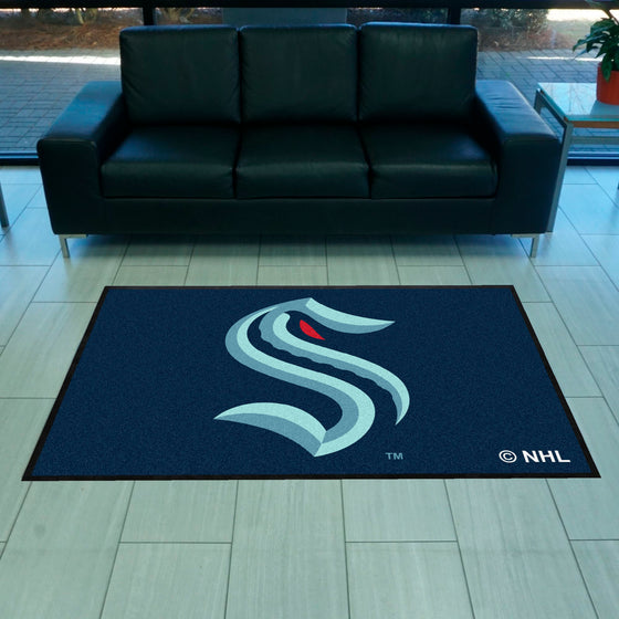 Seattle Kraken 4X6 High-Traffic Mat with Durable Rubber Backing - Landscape Orientation