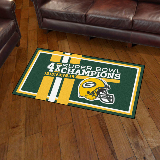 Green Bay Packers Dynasty 3ft. x 5ft. Plush Area Rug