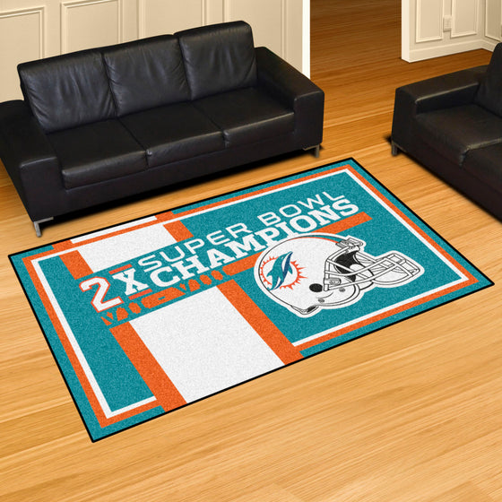 Miami Dolphins Dynasty 5ft. x 8ft. Plush Area Rug