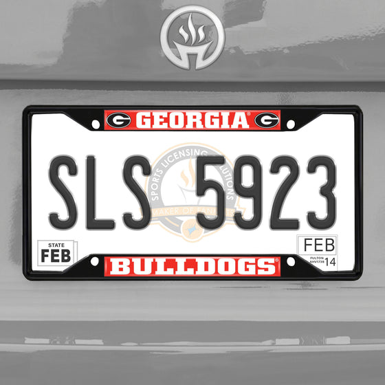Georgia Bulldogs Metal License Plate Frame Black Finish
