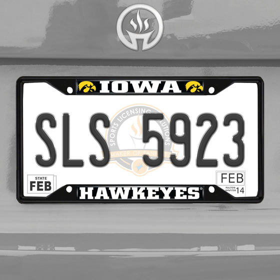 Iowa Hawkeyes Metal License Plate Frame Black Finish