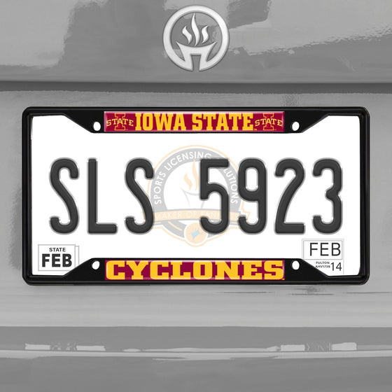 Iowa State Cyclones Metal License Plate Frame Black Finish