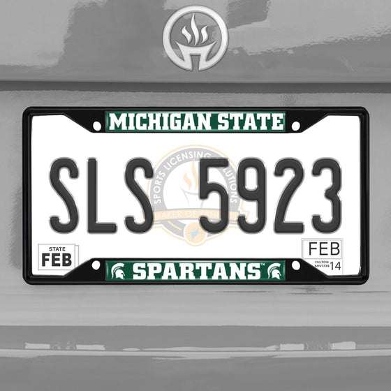 Michigan State Spartans Metal License Plate Frame Black Finish