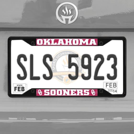 Oklahoma Sooners Metal License Plate Frame Black Finish