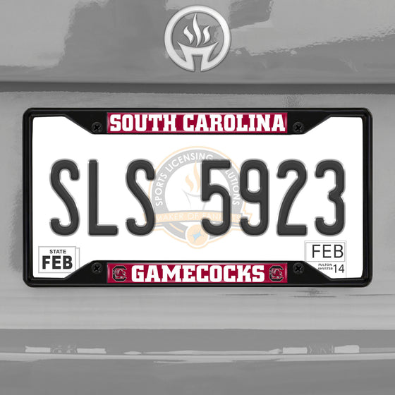 South Carolina Gamecocks Metal License Plate Frame Black Finish