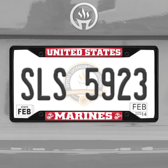 U.S. Marines Metal License Plate Frame Black Finish