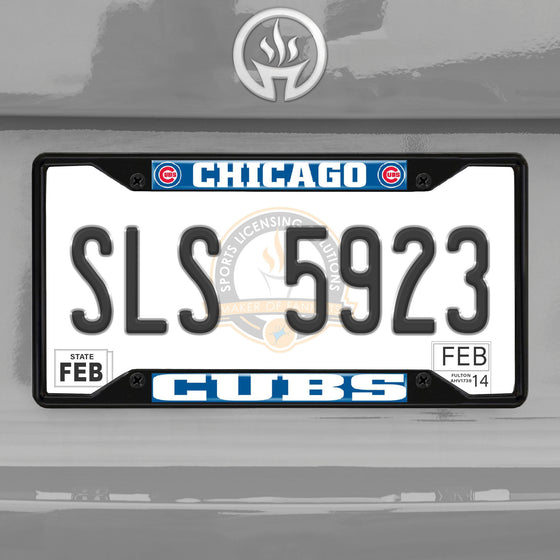 Chicago Cubs Metal License Plate Frame Black Finish