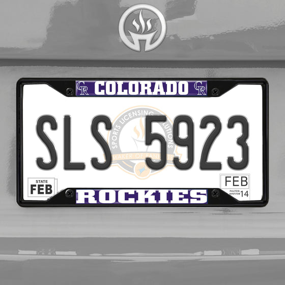 Colorado Rockies Metal License Plate Frame Black Finish