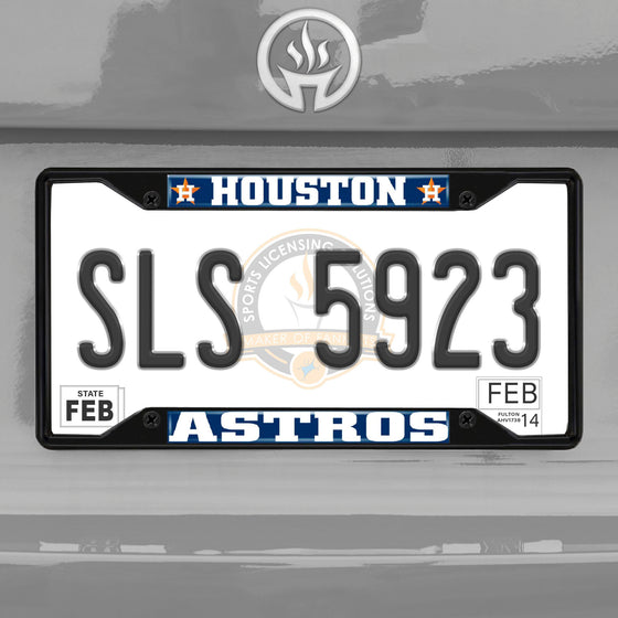 Houston Astros Metal License Plate Frame Black Finish