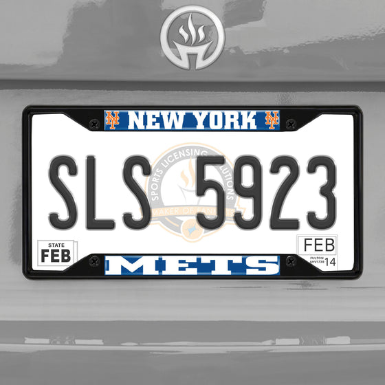 New York Mets Metal License Plate Frame Black Finish