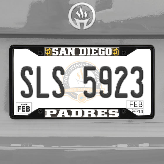 San Diego Padres Metal License Plate Frame Black Finish