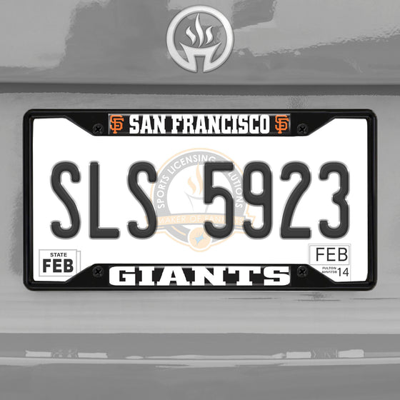 San Francisco Giants Metal License Plate Frame Black Finish