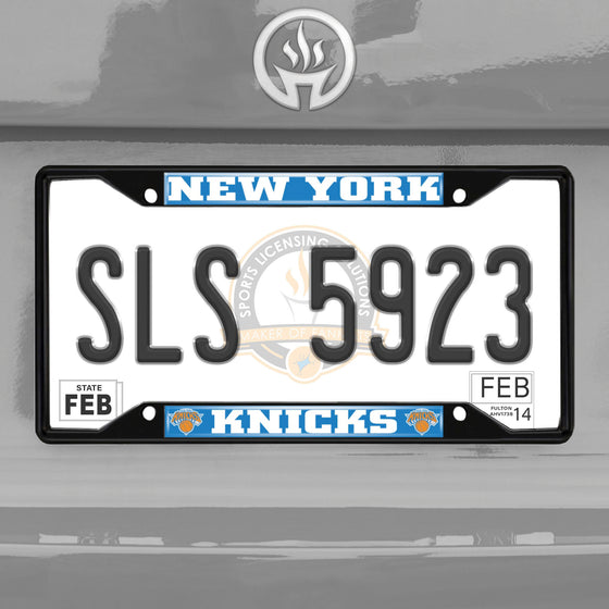 New York Knicks Metal License Plate Frame Black Finish