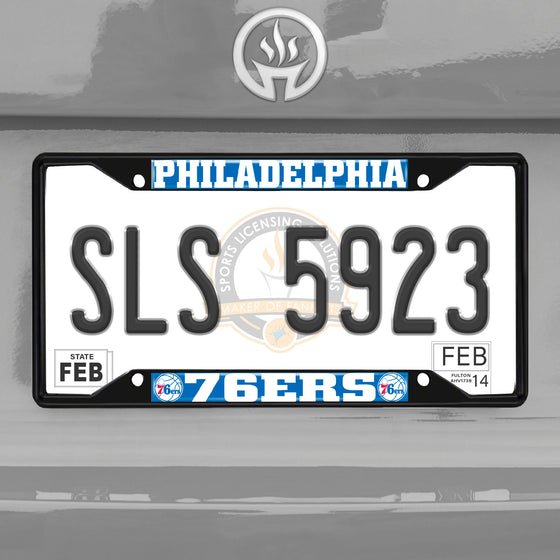 Philadelphia 76ers Metal License Plate Frame Black Finish