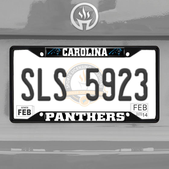 Carolina Panthers Metal License Plate Frame Black Finish