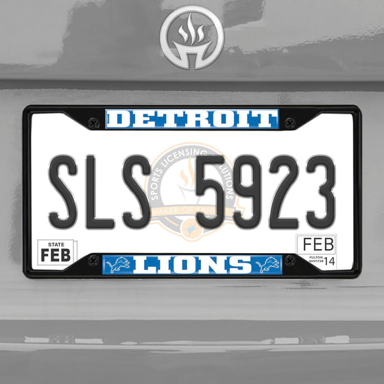 Detroit Lions Metal License Plate Frame Black Finish