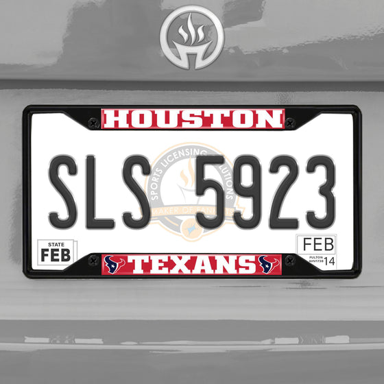 Houston Texans Metal License Plate Frame Black Finish