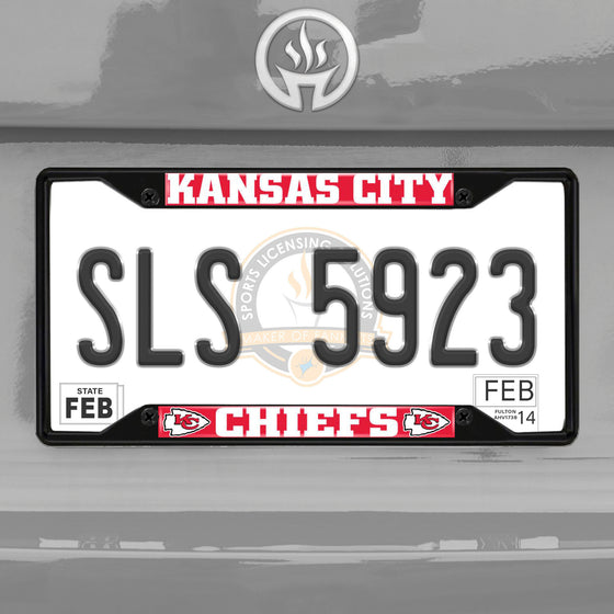 Kansas City Chiefs Metal License Plate Frame Black Finish