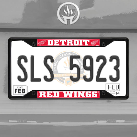 Detroit Red Wings Metal License Plate Frame Black Finish
