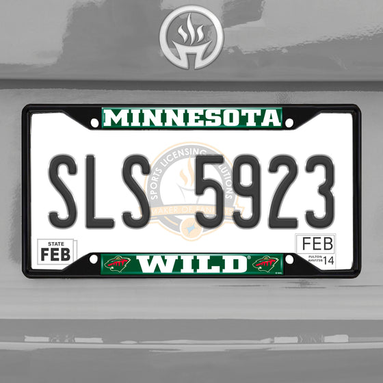 Minnesota Wild Metal License Plate Frame Black Finish