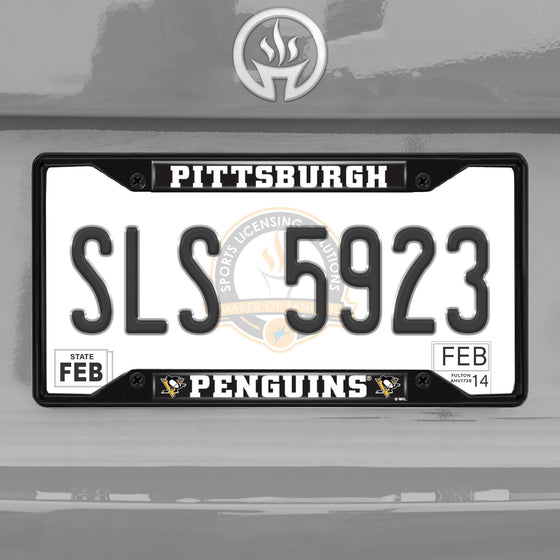 Pittsburgh Penguins Metal License Plate Frame Black Finish