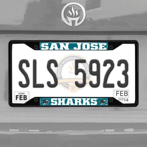 San Jose Sharks Metal License Plate Frame Black Finish