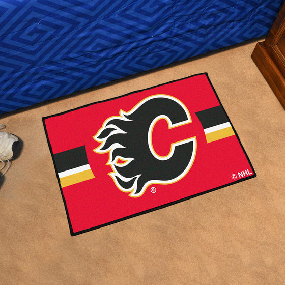 Calgary Flames Starter Mat Accent Rug - 19in. x 30in. Uniform Alternate Design