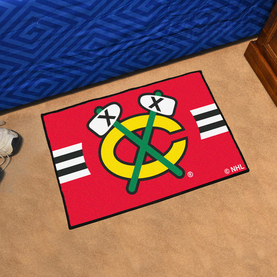 Chicago Blackhawks Starter Mat Accent Rug - 19in. x 30in. Uniform Alternate Design