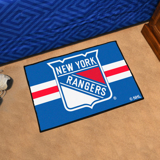 New York Rangers Starter Mat Accent Rug - 19in. x 30in. Uniform Alternate Design