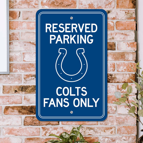 Indianapolis Colts Team Color Reserved Parking Sign Décor 18in. X 11.5in. Lightweight