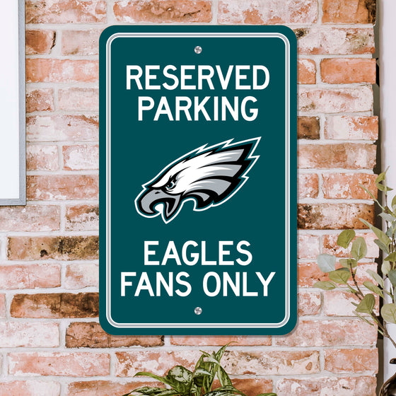 Philadelphia Eagles Team Color Reserved Parking Sign Décor 18in. X 11.5in. Lightweight