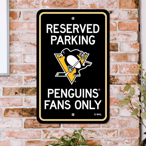 Pittsburgh Penguins Team Color Reserved Parking Sign Décor 18in. X 11.5in. Lightweight