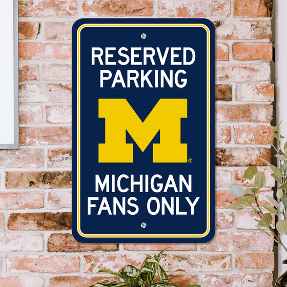 Michigan Wolverines Team Color Reserved Parking Sign Décor 18in. X 11.5in. Lightweight
