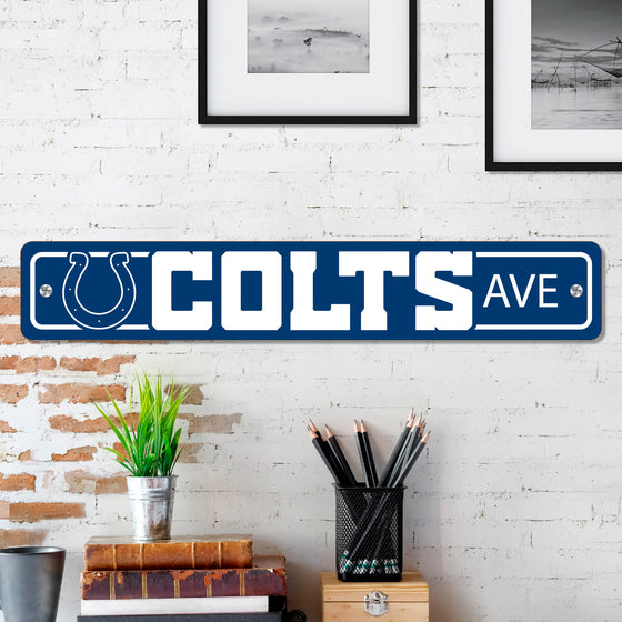 Indianapolis Colts Team Color Street Sign Décor 4in. X 24in. Lightweight