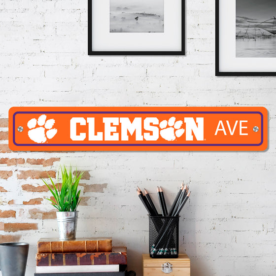 Clemson Tigers Team Color Street Sign Décor 4in. X 24in. Lightweight