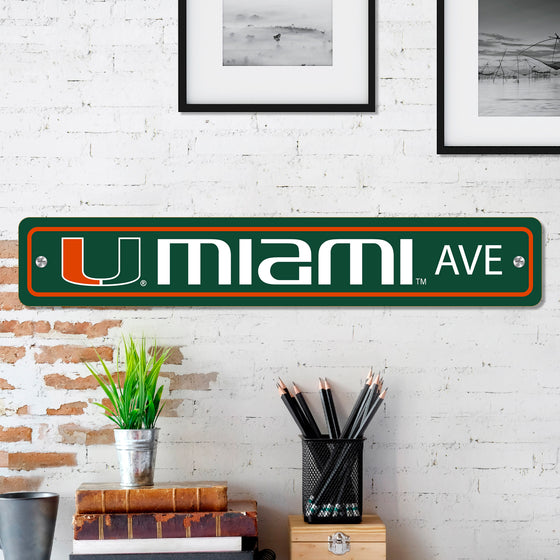 Miami Hurricanes Team Color Street Sign Décor 4in. X 24in. Lightweight