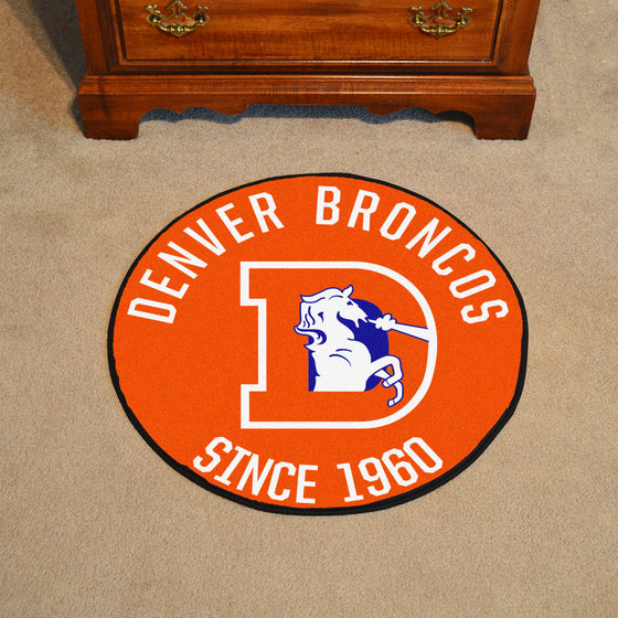 Denver Broncos Roundel Rug - 27in. Diameter, NFL Vintage