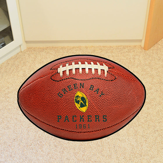 Green Bay Packers  Football Rug - 20.5in. x 32.5in., NFL Vintage