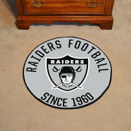 Las Vegas Raiders Roundel Rug - 27in. Diameter, NFL Vintage