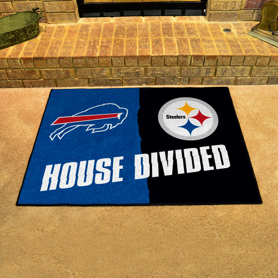 NFL House Divided - Bills / Steelers House Divided Rug - 34 in. x 42.5 in.