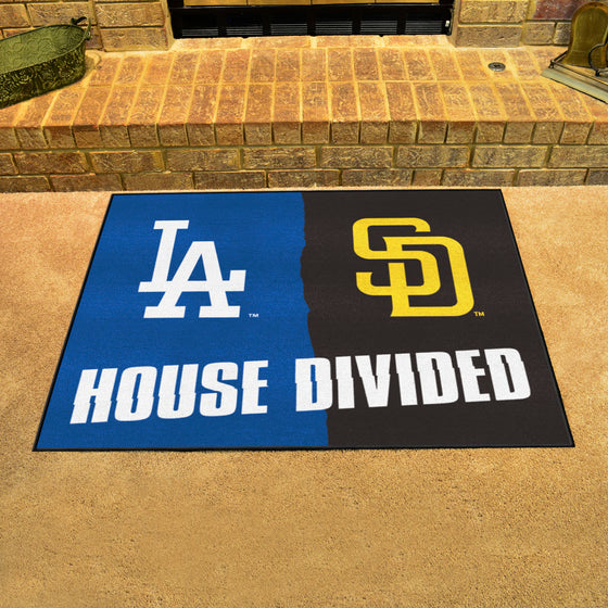 MLB House Divided - Dodgers / Padres House Divided Rug - 34 in. x 42.5 in.