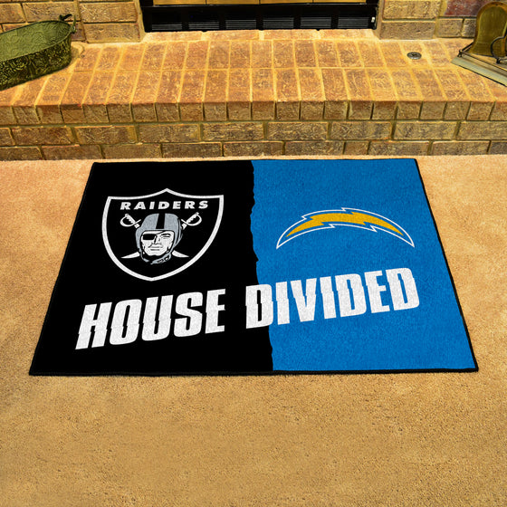 NFL House Divided - Raiders / Chargers House Divided Rug - 34 in. x 42.5 in.