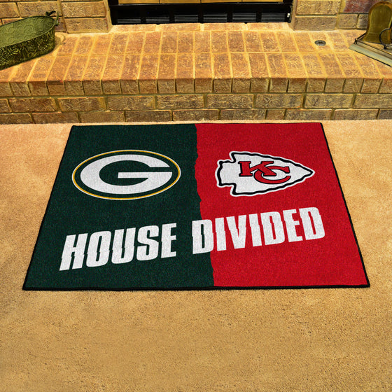 NFL House Divided - Packers / Cheifs House Divided Rug - 34 in. x 42.5 in.