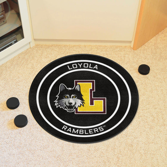 Loyola Chicago Hockey Puck Rug - 27in. Diameter